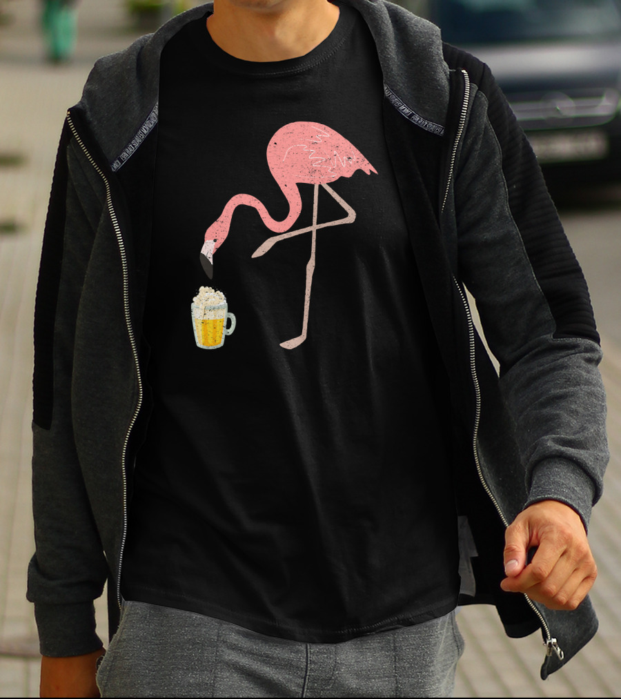 Flamingo Beer Love Bird Drinking T-Shirt