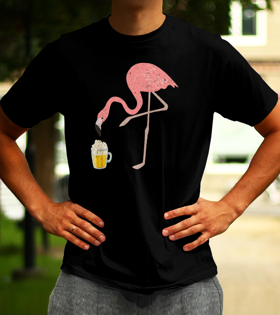 Flamingo Beer Love Bird Drinking T-Shirt