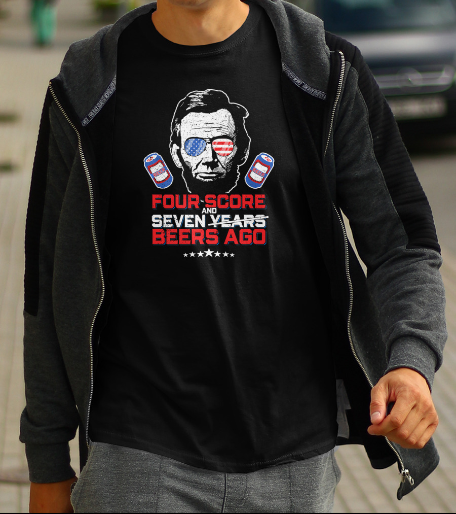 Four Score And Beers Ago American Sunglasses Abe Linc T-Shirt