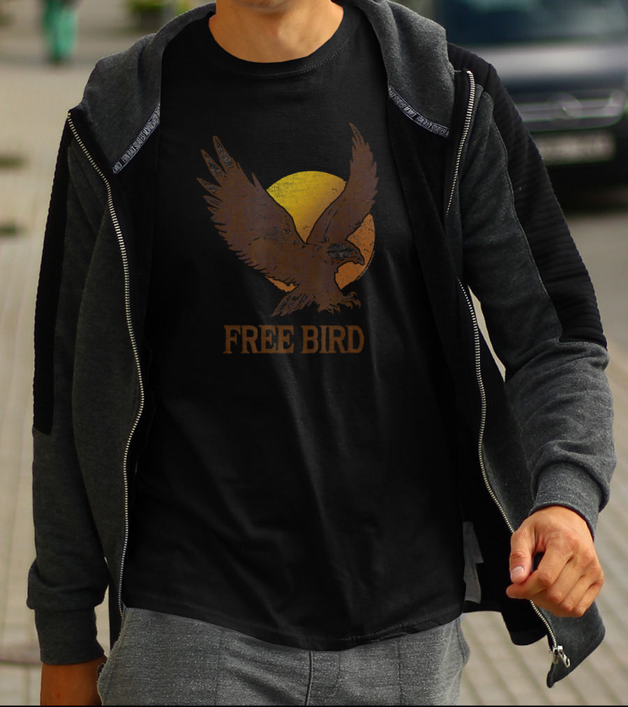 Free Bird Eagle Silhouette Sun Circle T-Shirt