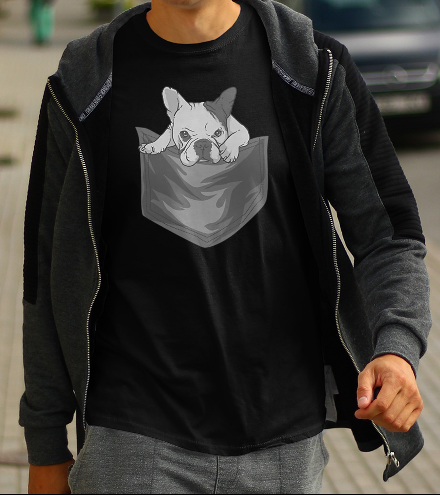 French Bulldog Cute Crazy Pocket T-Shirt