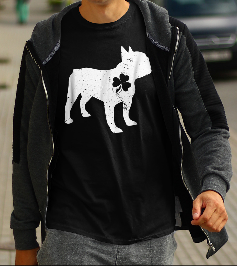 French Bulldog With Shamrock For St Patrick's Day T-Shirt