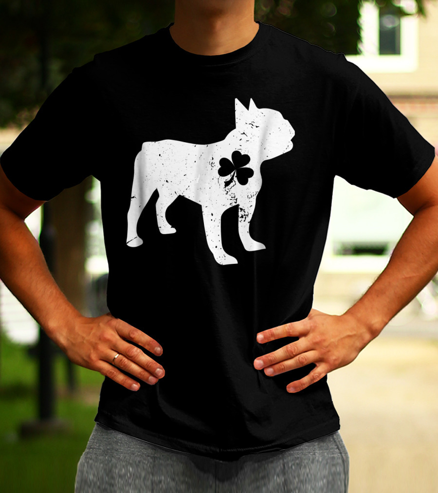 French Bulldog With Shamrock For St Patrick's Day T-Shirt