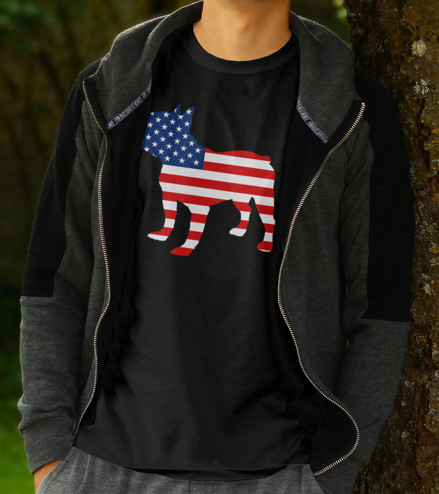 French Bulldog American Flag Fourth Of July USA T-Shirt