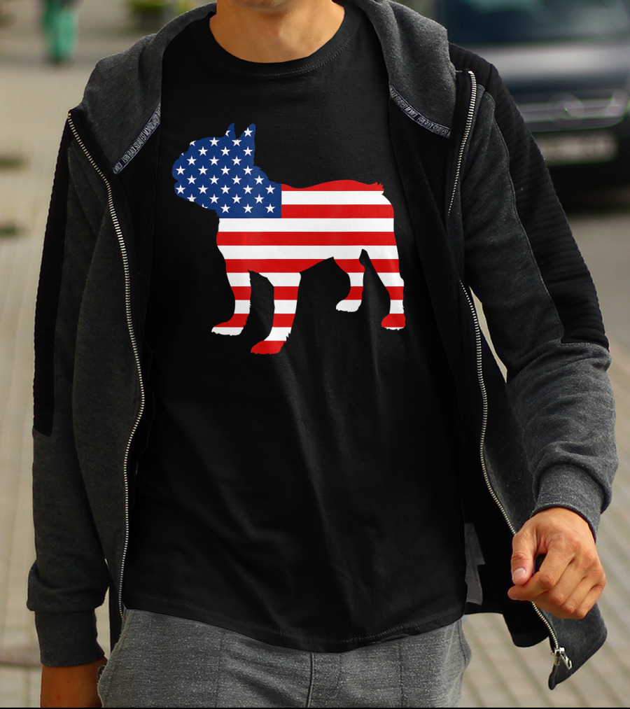 French Bulldog American Flag Fourth Of July USA T-Shirt
