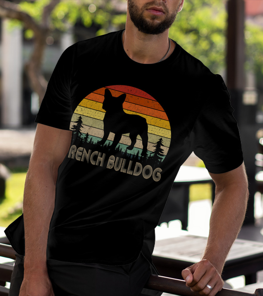 French Bulldog Vintage Dog 70's Retro Sunset T-Shirt