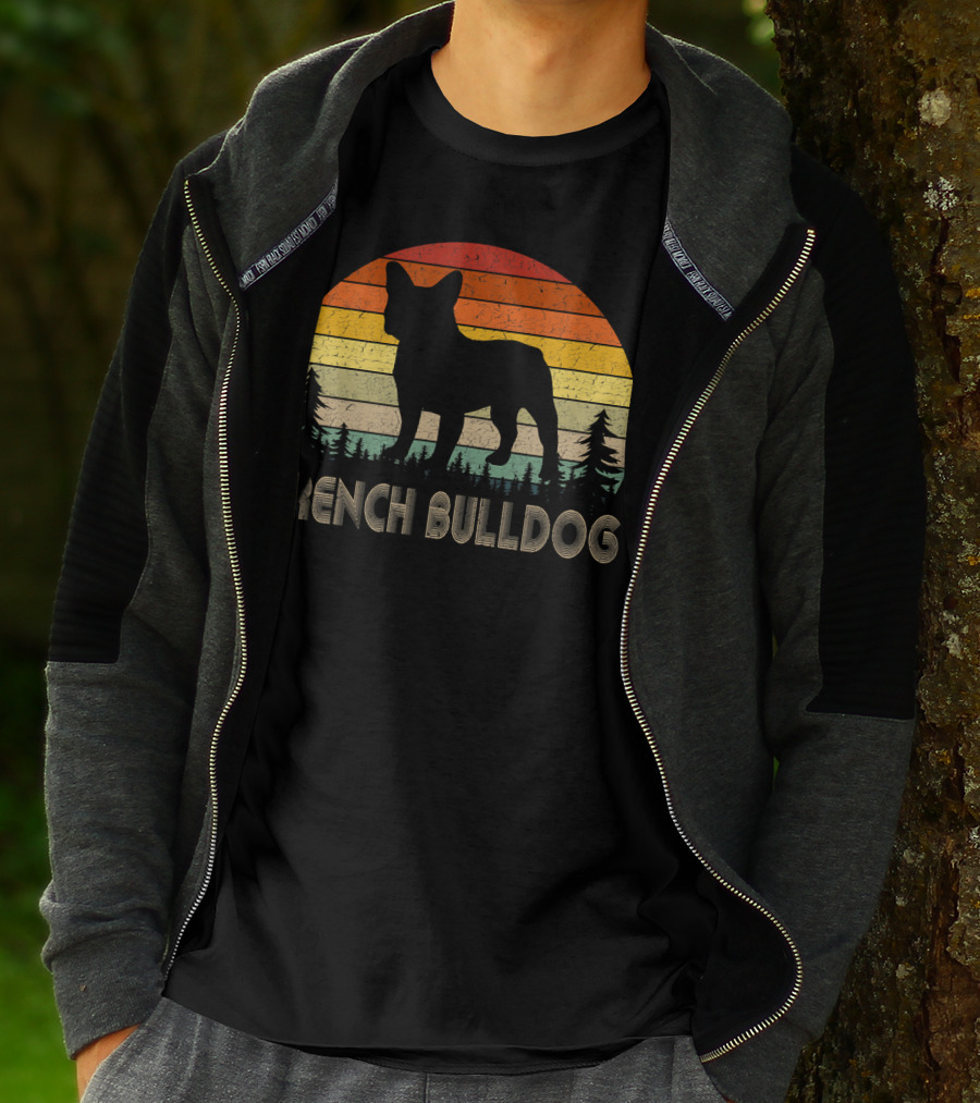 French Bulldog Vintage Dog 70's Retro Sunset T-Shirt