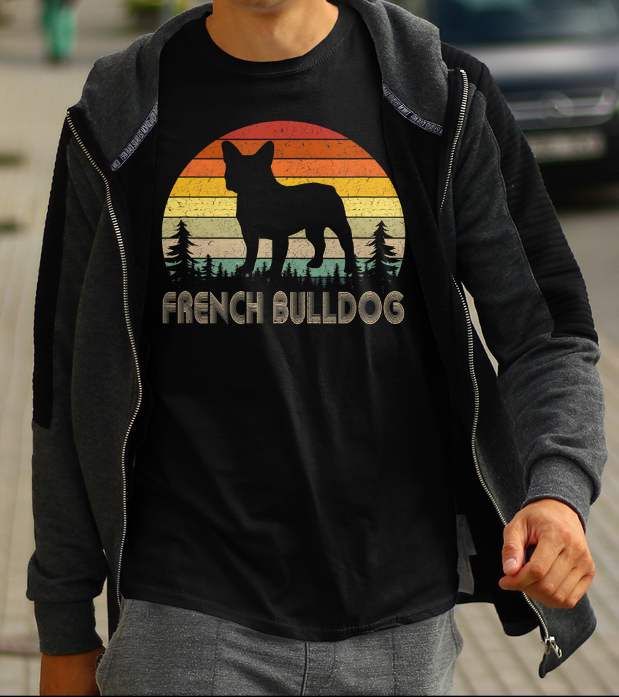 French Bulldog Vintage Dog 70's Retro Sunset T-Shirt