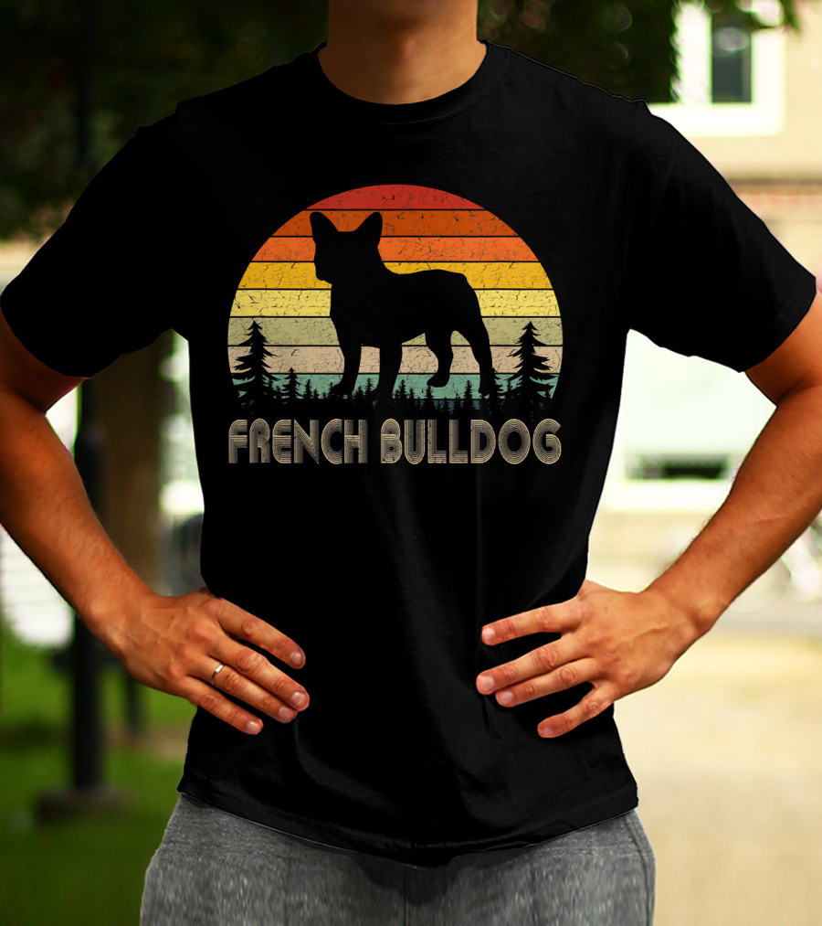 French Bulldog Vintage Dog 70's Retro Sunset T-Shirt