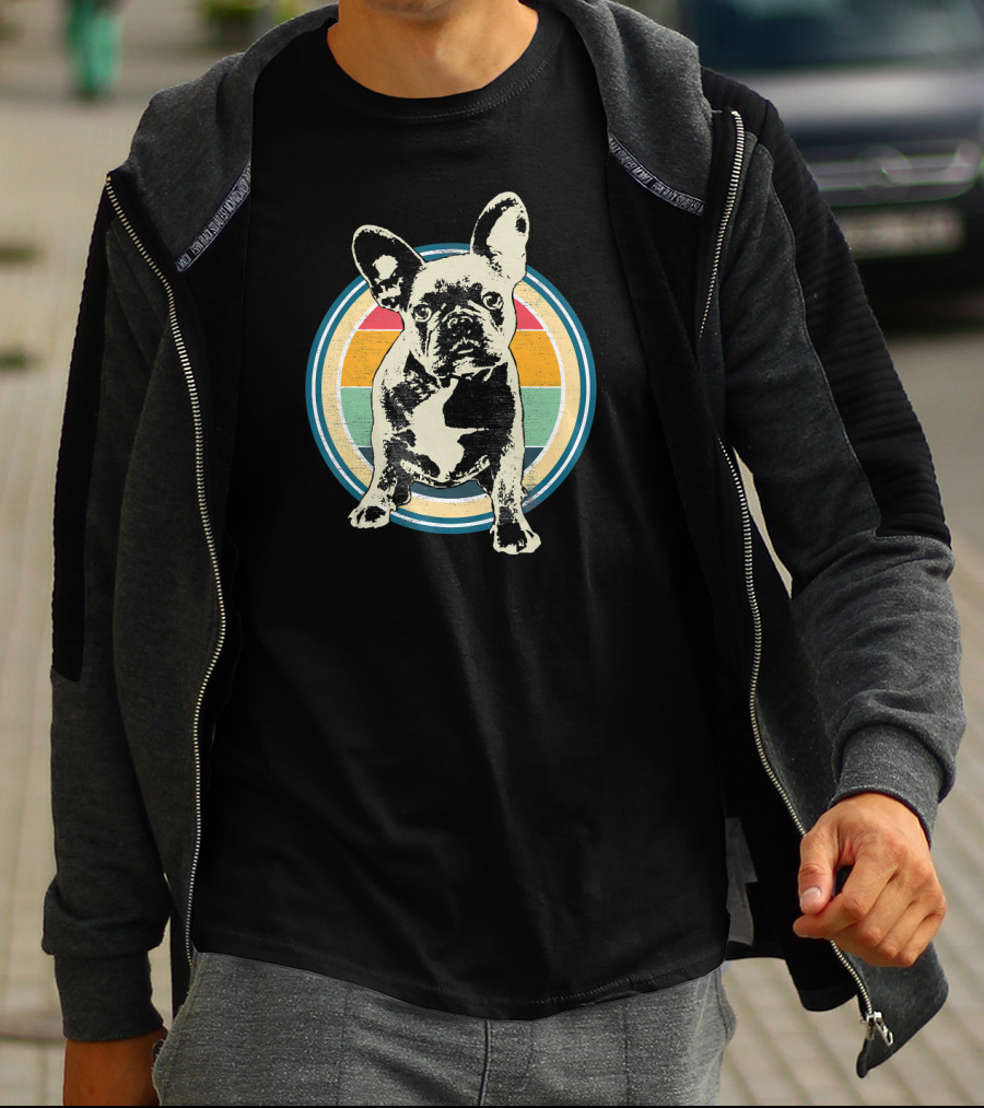 French Bulldog Vintage Retro Circle T-Shirt