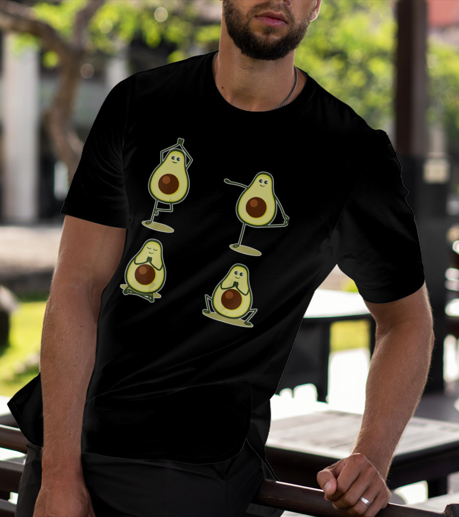 Funny Avocado Yoga Pose Meditation Characters T-Shirt