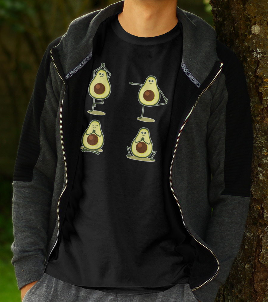 Funny Avocado Yoga Pose Meditation Characters T-Shirt