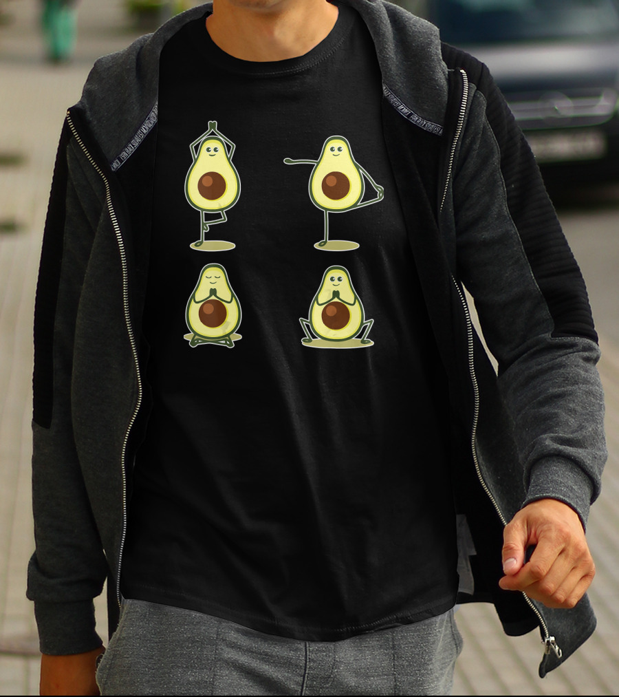 Funny Avocado Yoga Pose Meditation Characters T-Shirt