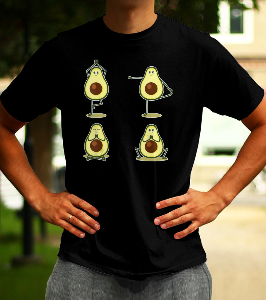 Funny Avocado Yoga Pose Meditation Characters T-Shirt