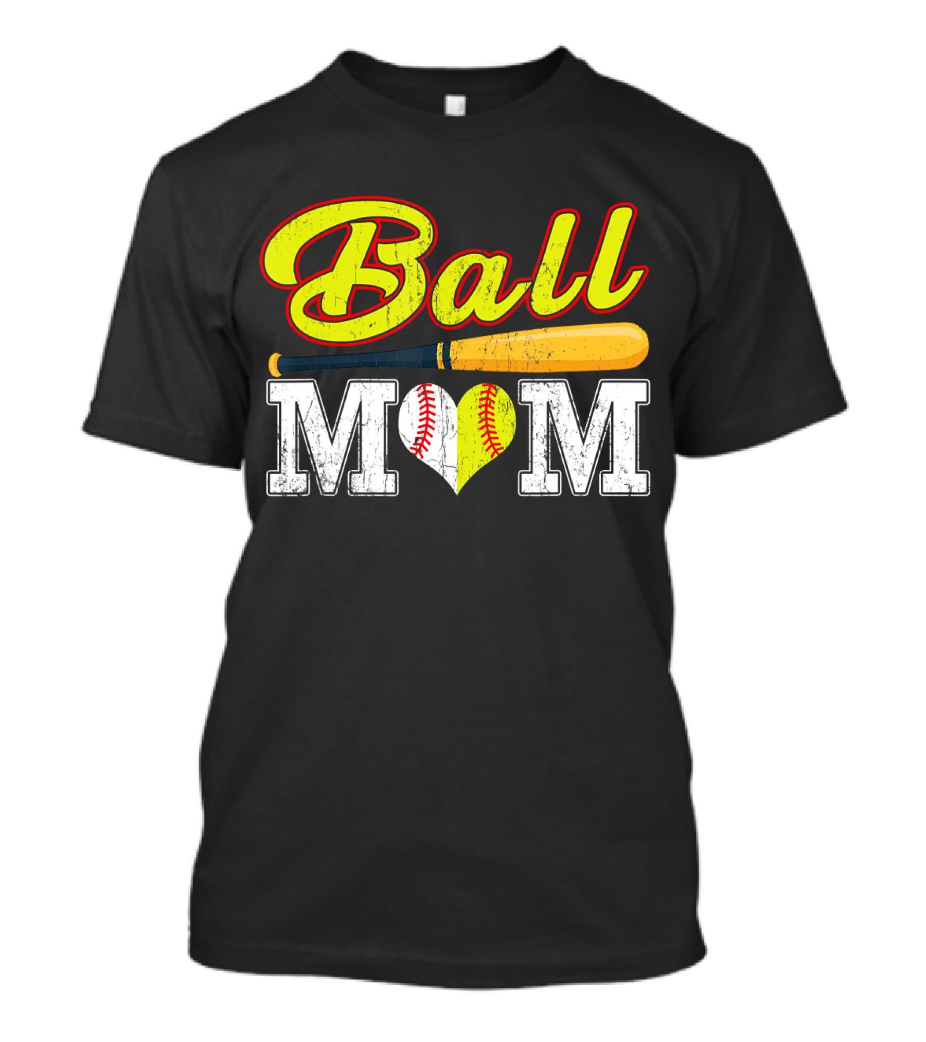 Ball Mom Softball Baseball Heart Bat T-Shirt