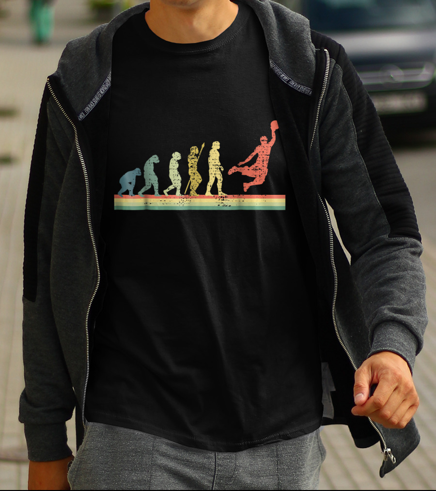 Evolution Of Basketball Player Silhouette Path T-Shirt