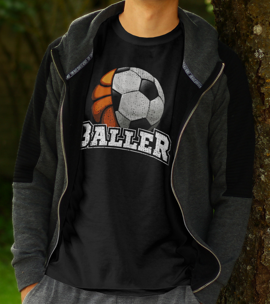 Baller Funny Basketball Soccer Player Fusion T-Shirt