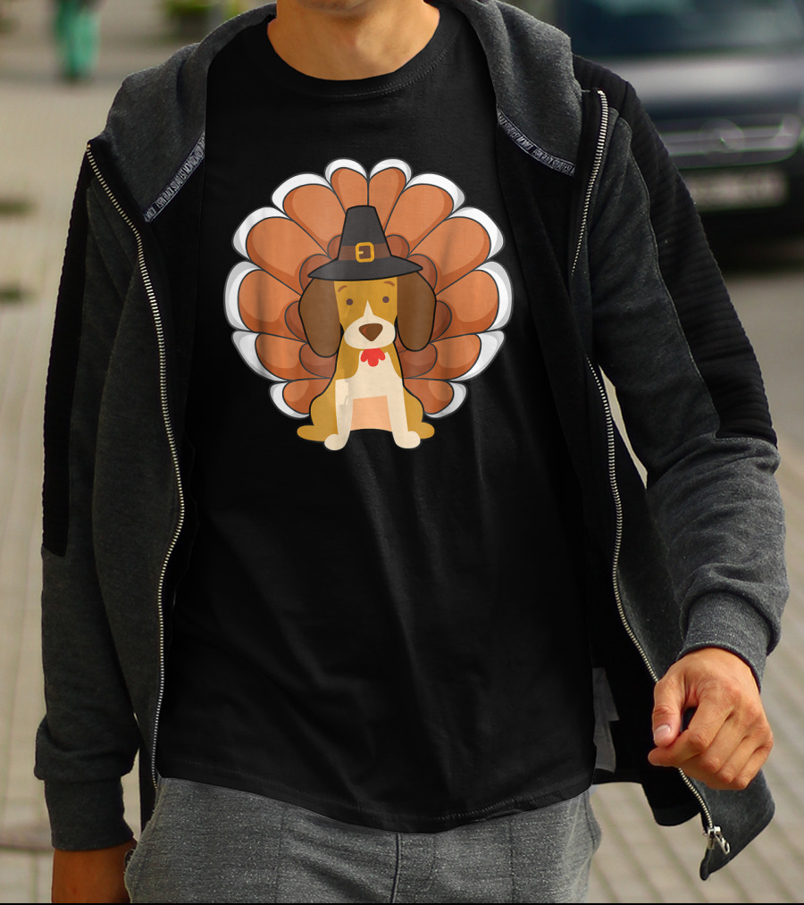 Funny Beagle Turkey Thanksgiving Hat Humor T-Shirt