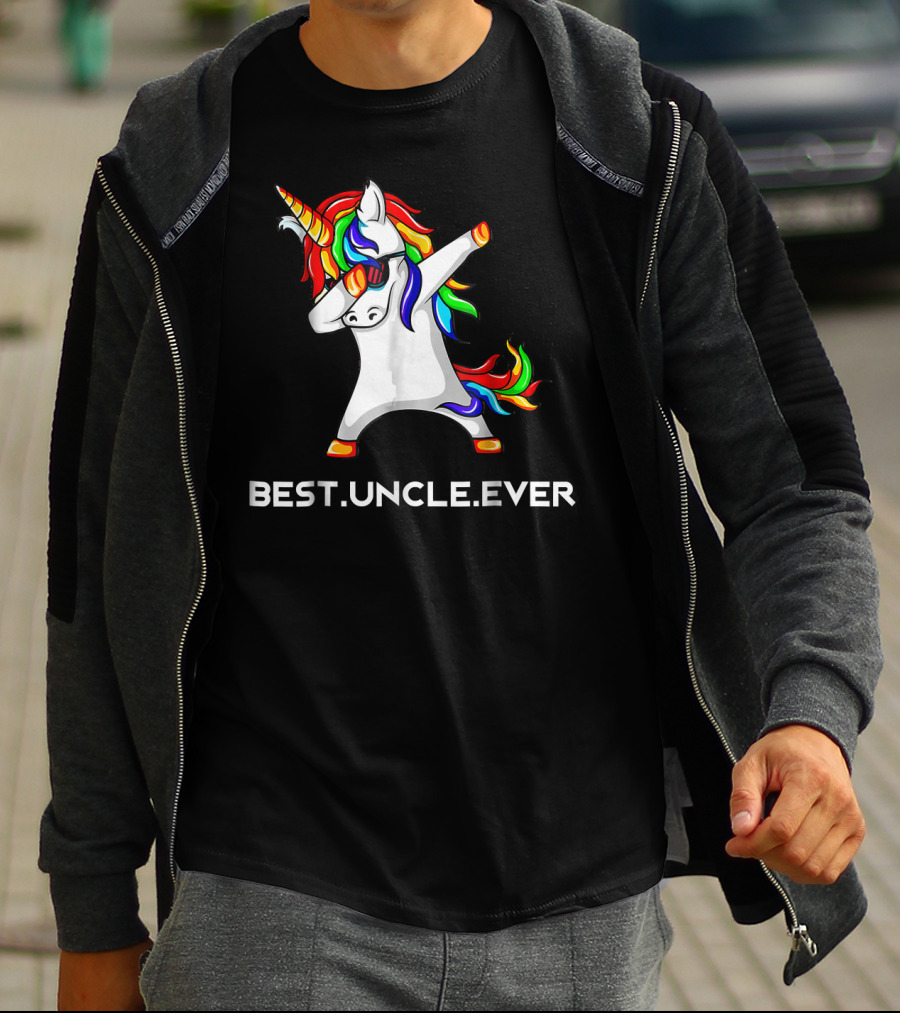 Best Uncle Ever Rainbow Dabbing Unicorn T-Shirt