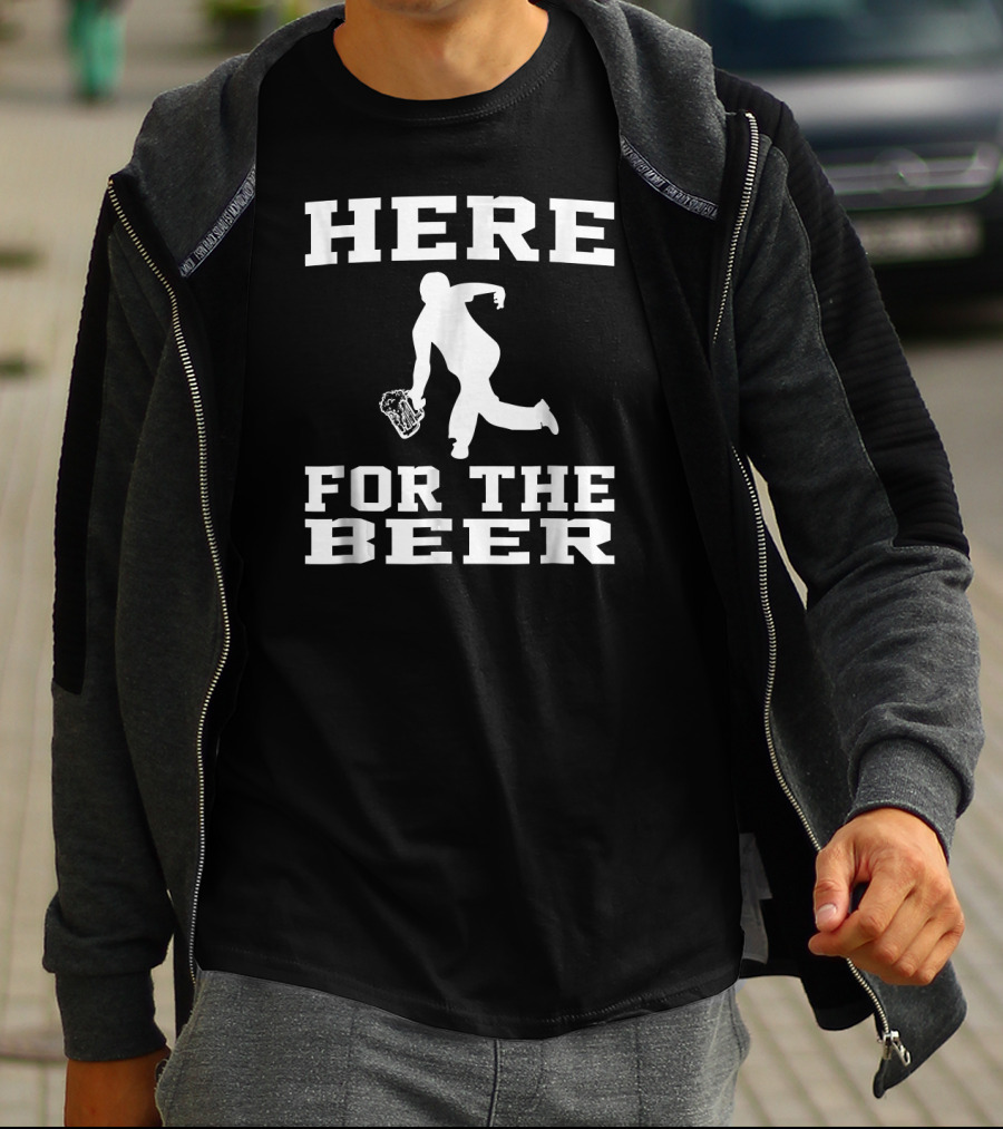 Here For The Beer Funny Bowling Drinking T-Shirt