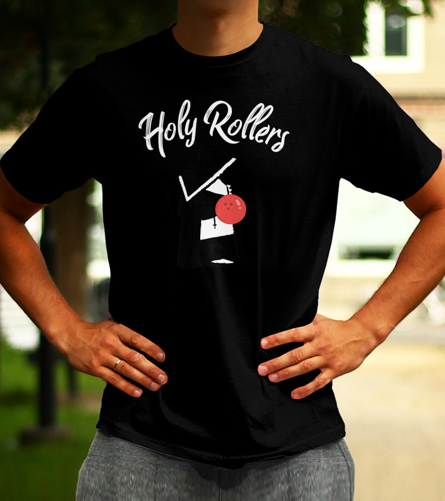 Holy Rollers Funny Bowling Nun With Bowling Ball T-Shirt