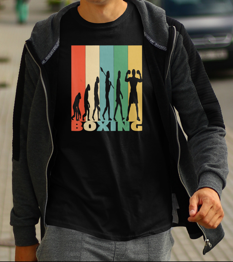 Boxing Evolution Vintage Silhouette Humor T-Shirt