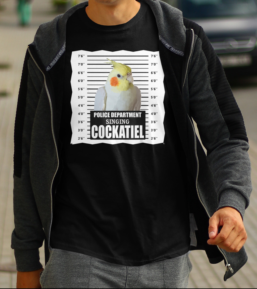 Police Department Singing Cockatiel Mugshot T-Shirt