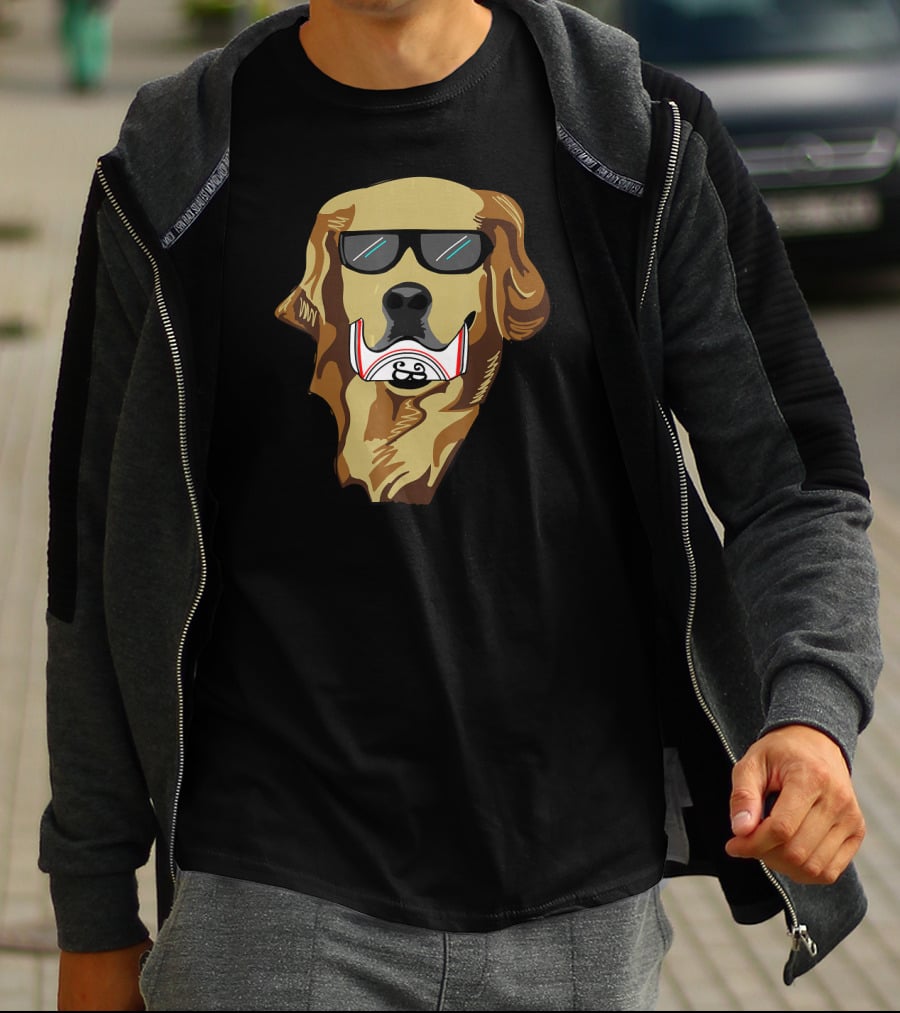 Golden Retriever Wearing Sunglasses Holding Beer Can T-Shirt