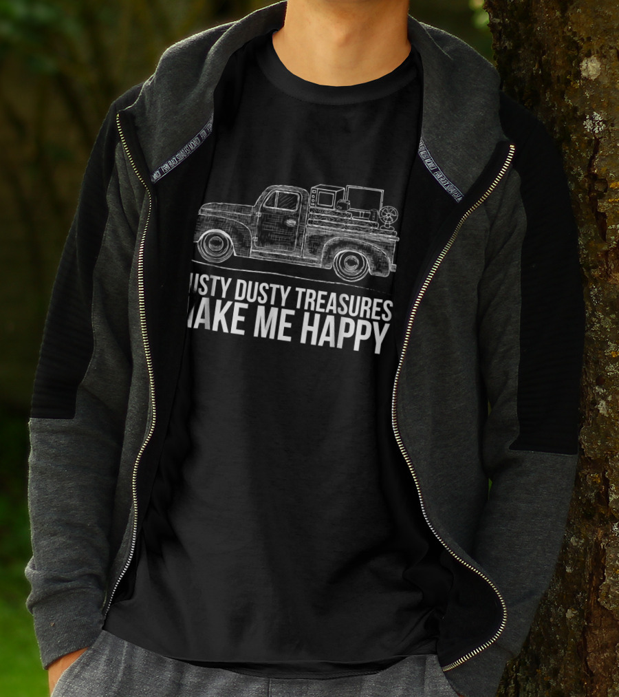 Rusty Dusty Treasures Make Me Happy Vintage Truck T-Shirt