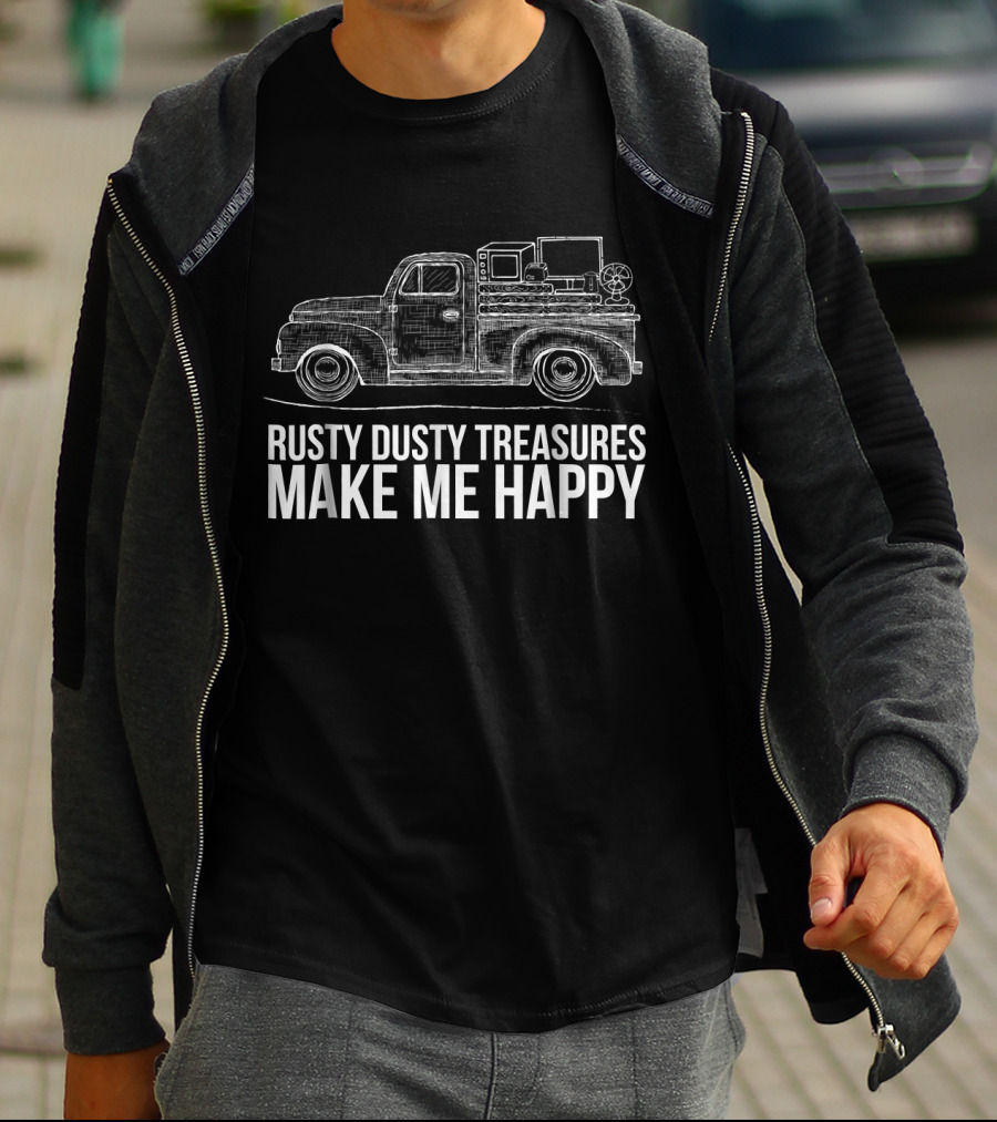 Rusty Dusty Treasures Make Me Happy Vintage Truck T-Shirt
