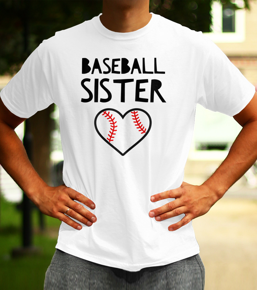 Baseball Sister Heart Baseball Stitches T-Shirt
