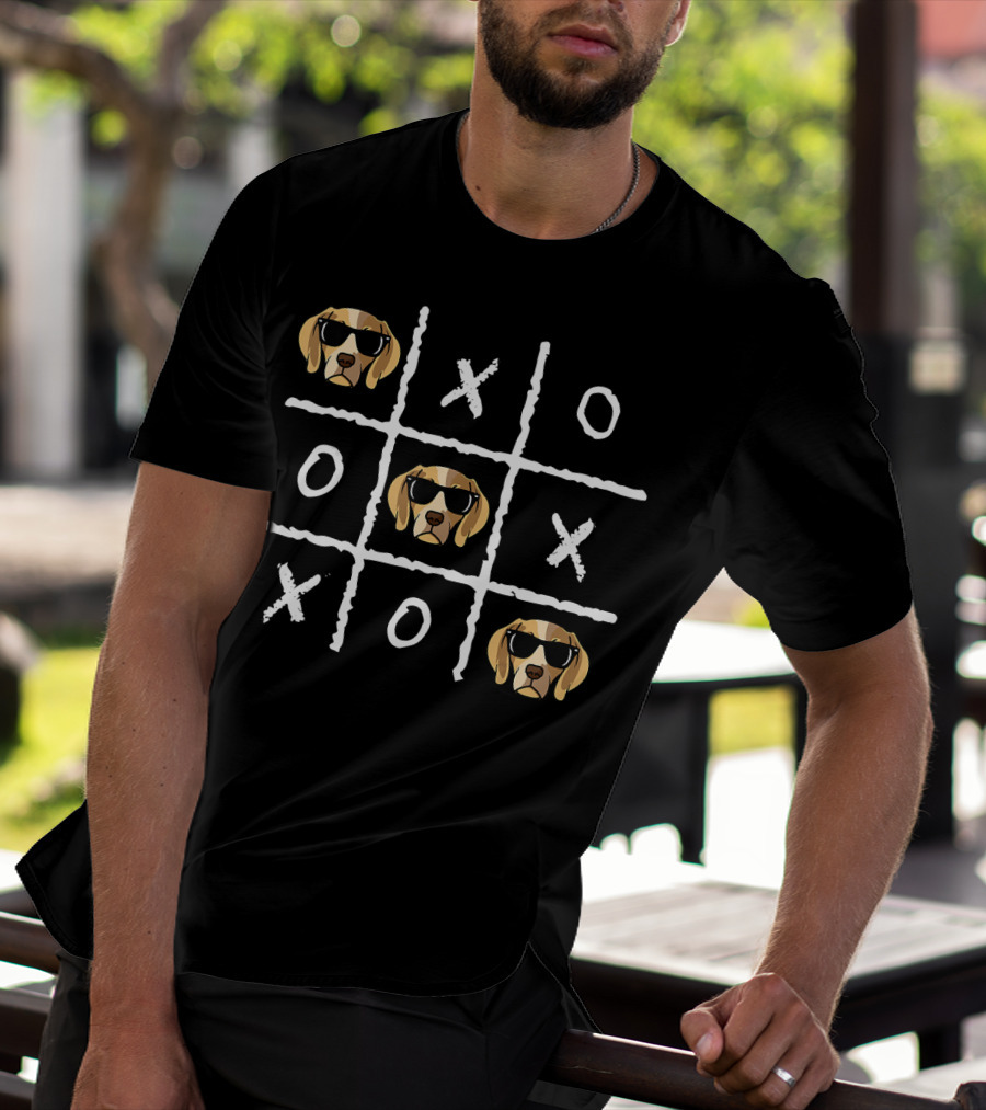 Tic Tac Toe Funny Vintage Nostalgic Beagle Dog Sunglasses T-Shirt