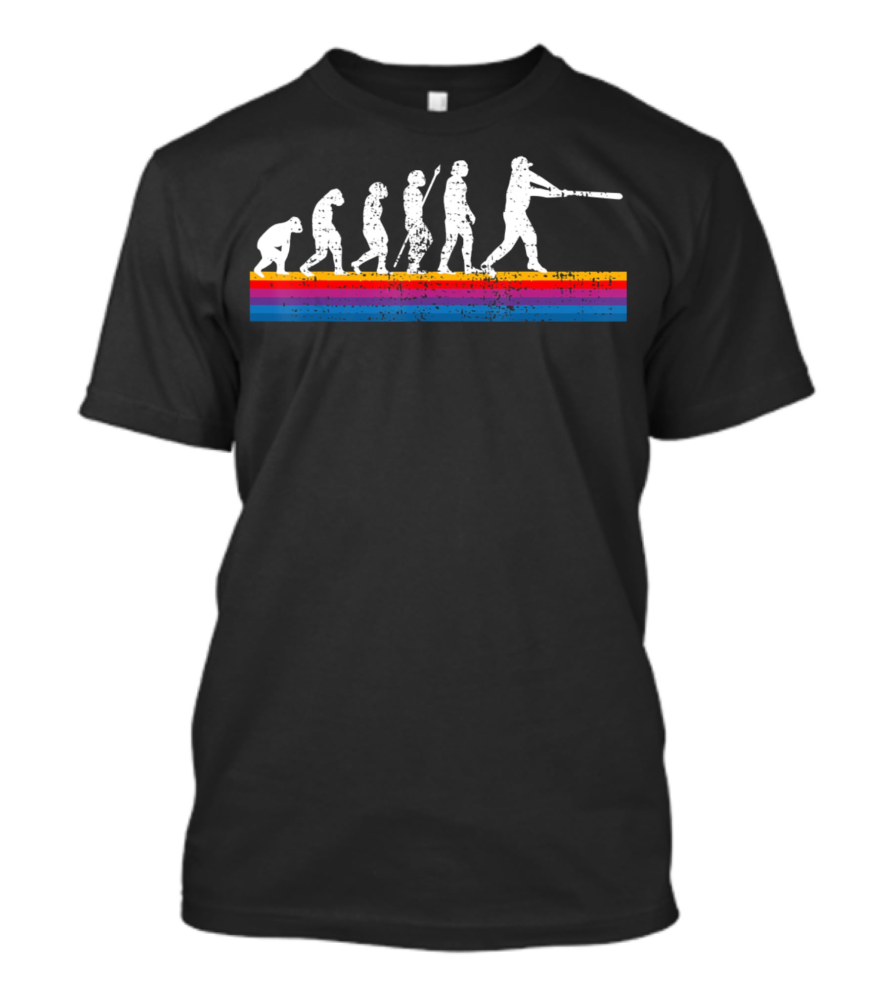 Funny Vintage Baseball Evolution Silhouette Retro Stripes T-Shirt