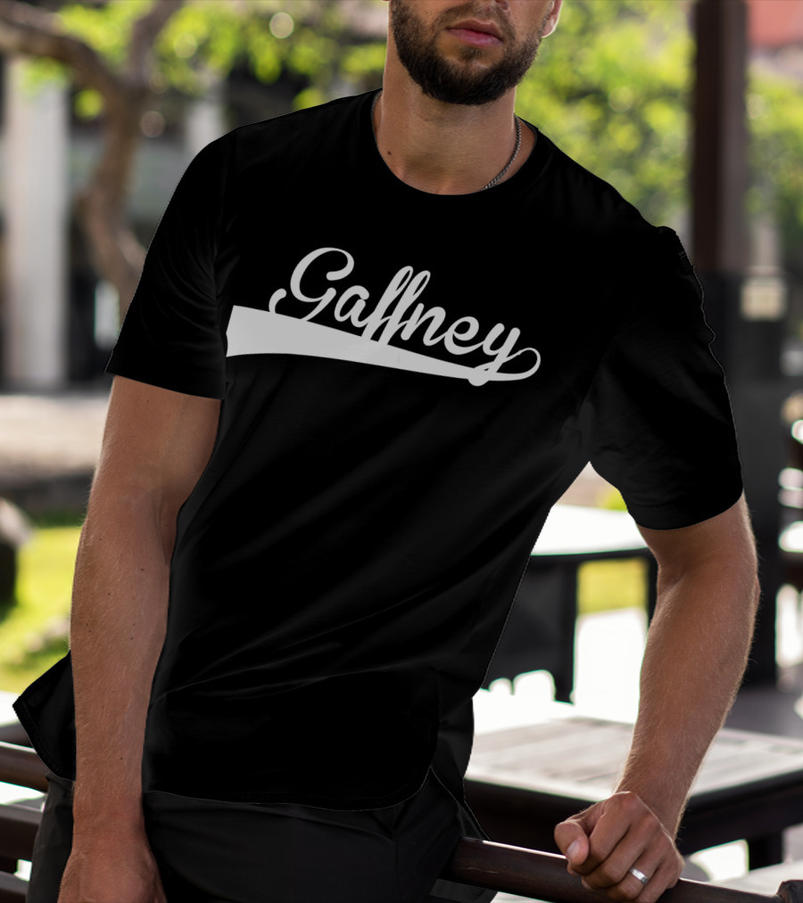 Gaffney Baseball Softball Styled Text With Curve Tail T-Shirt