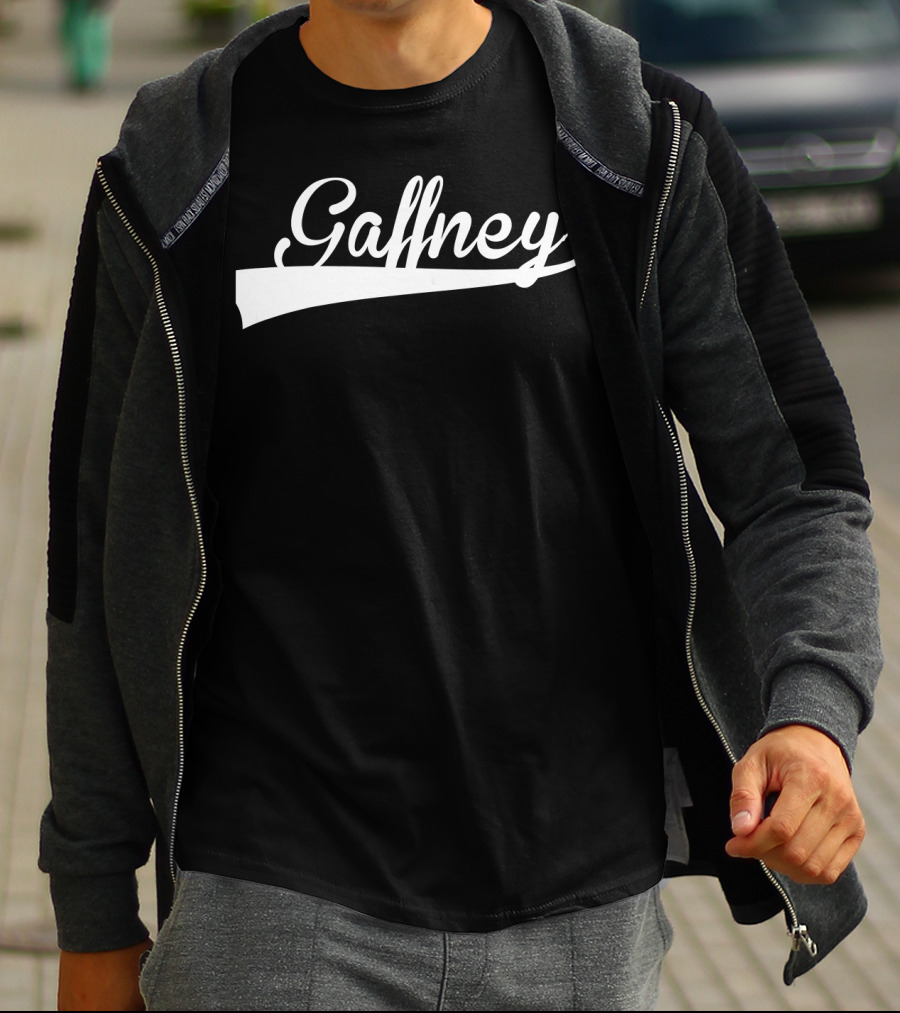 Gaffney Baseball Softball Styled Text With Curve Tail T-Shirt