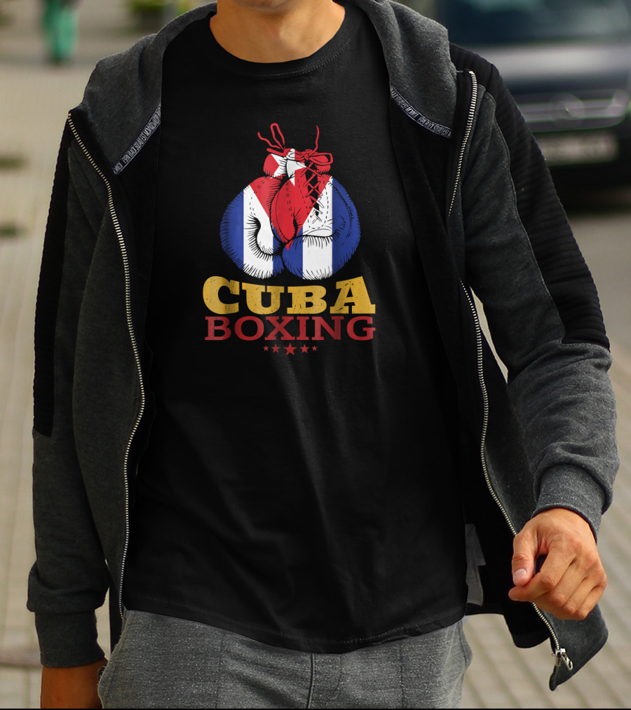 Cuba Boxing Gloves With Cuban Flag And Stars T-Shirt