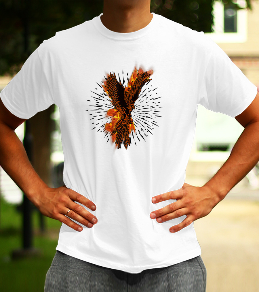 Gothic Burning Phoenix Motorcycle Riders Wil Fire Bird Flames T-Shirt