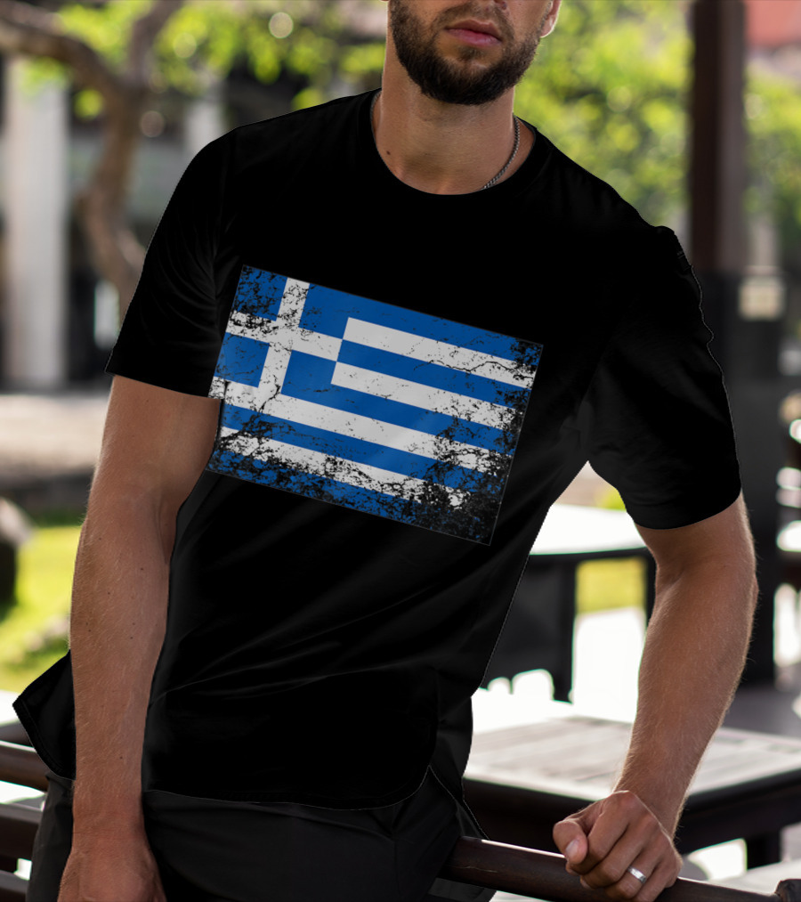 Distressed Vintage Greek National Flag T-Shirt