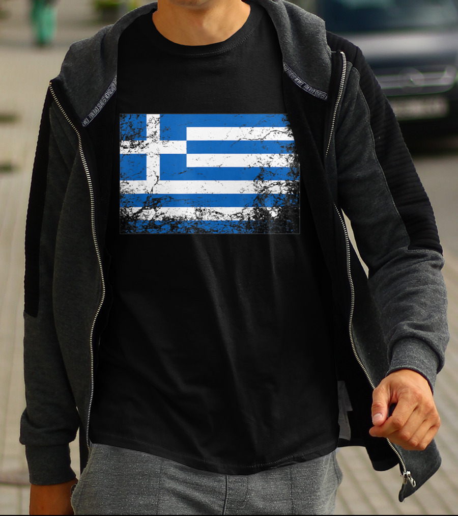 Distressed Vintage Greek National Flag T-Shirt