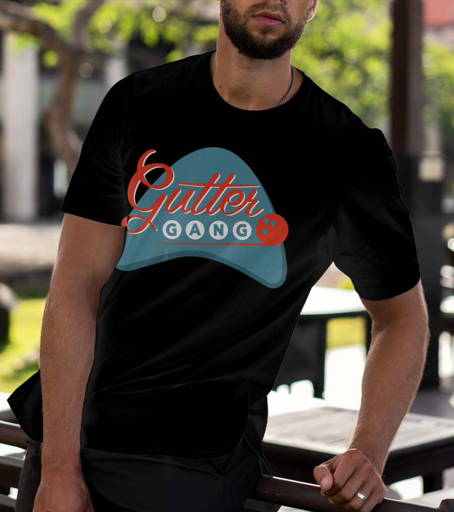 Gutter Gang Bowling League Team Retro Bowling Ball T-Shirt