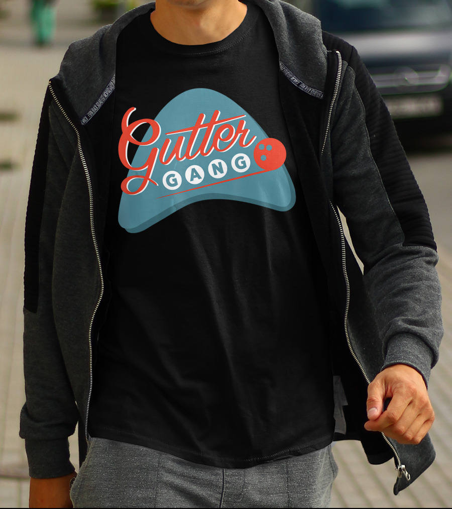Gutter Gang Bowling League Team Retro Bowling Ball T-Shirt