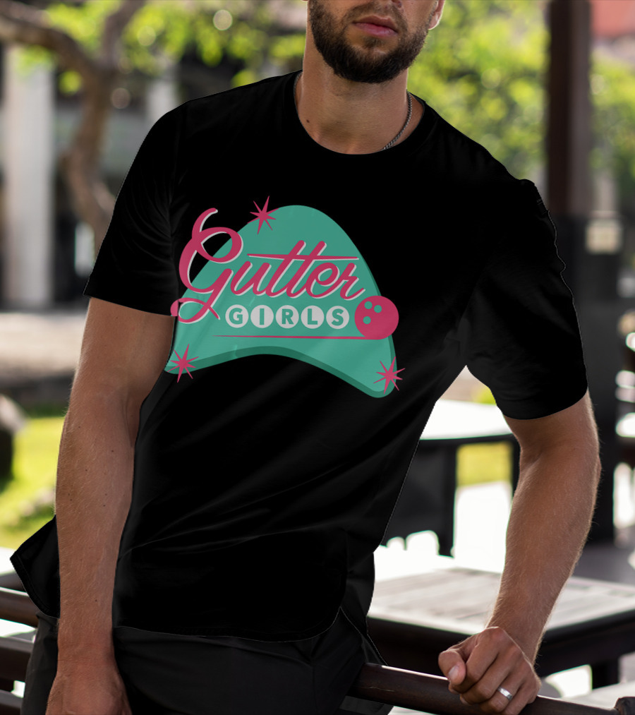 Gutter Girls Bowling Team Retro Logo Pastel T-Shirt