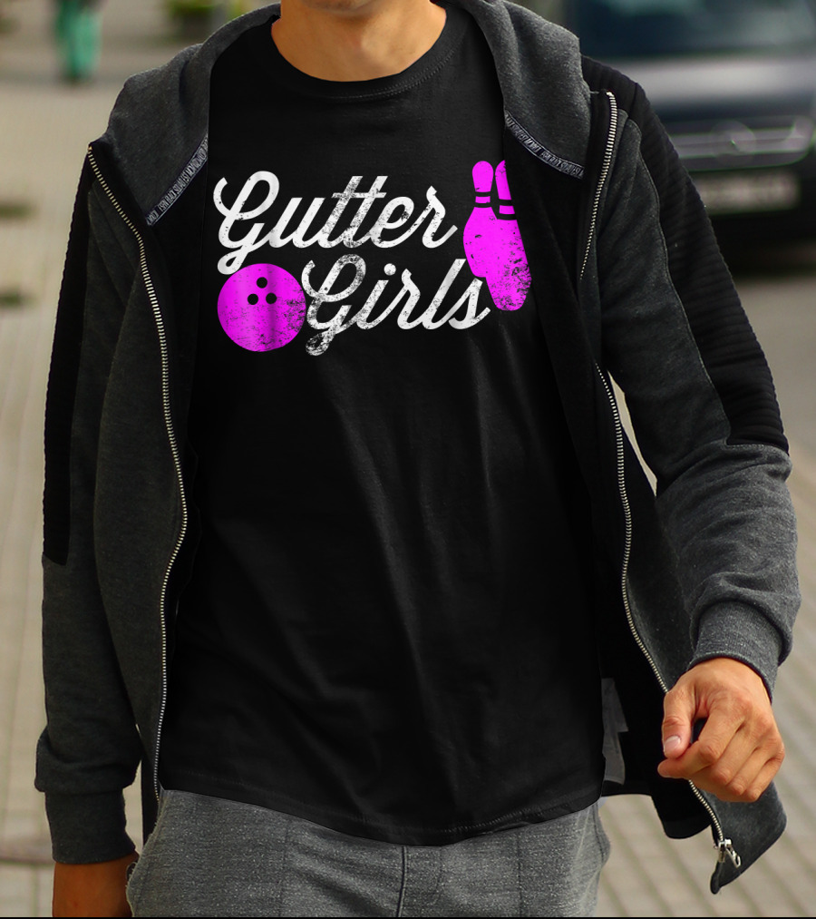 Gutter Girls Funny Bowling Pink Pins And Ball T-Shirt