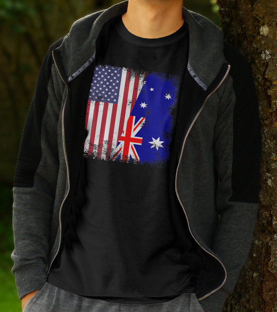 Vintage Half American Australian Flag Iconic T-Shirt