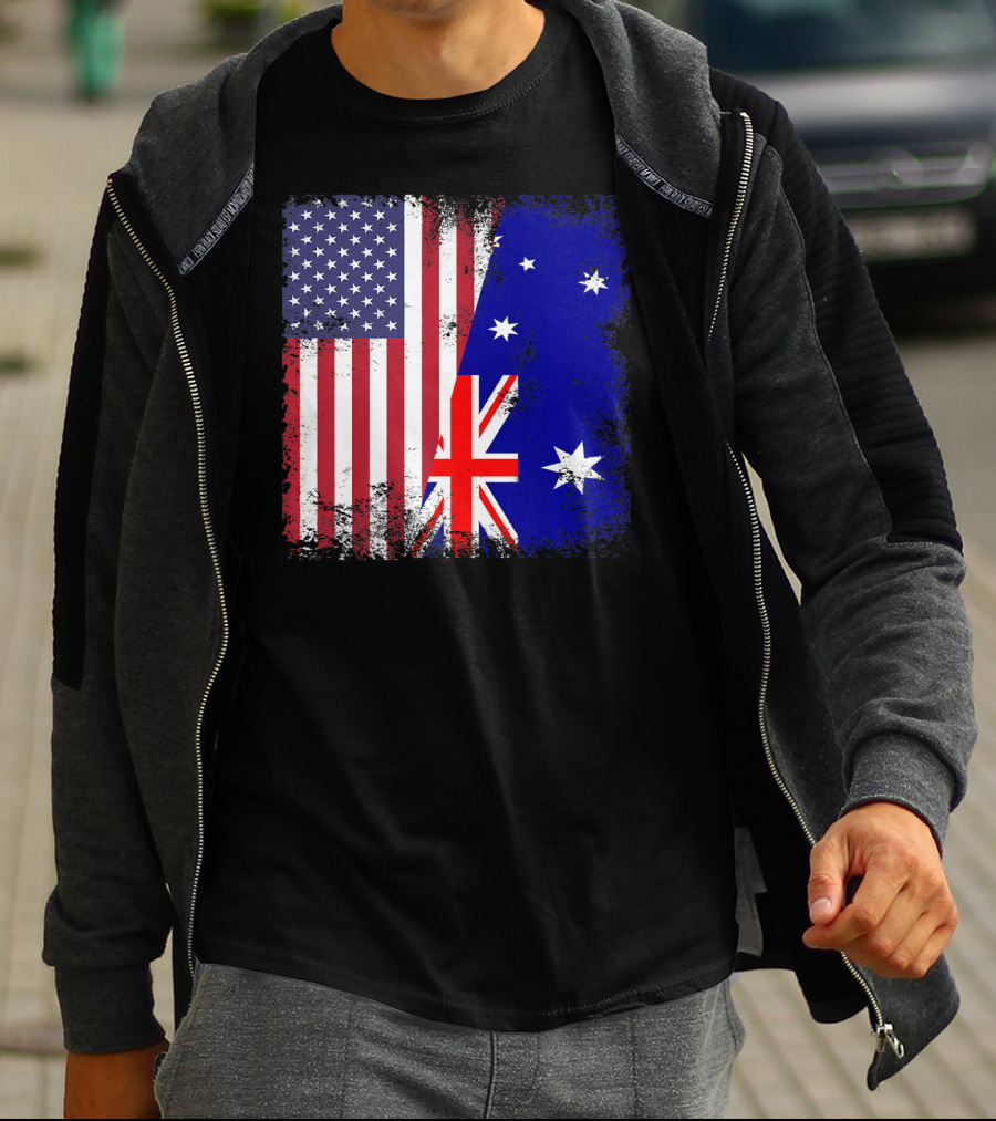 Vintage Half American Australian Flag Iconic T-Shirt