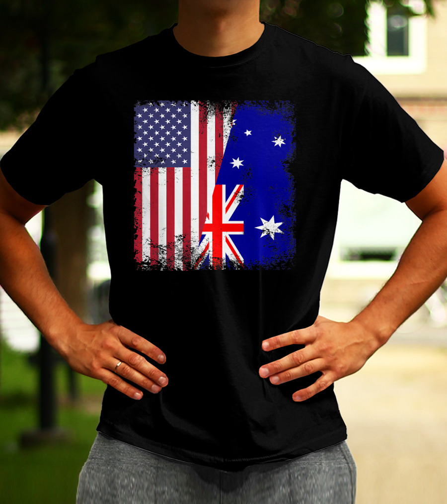 Vintage Half American Australian Flag Iconic T-Shirt