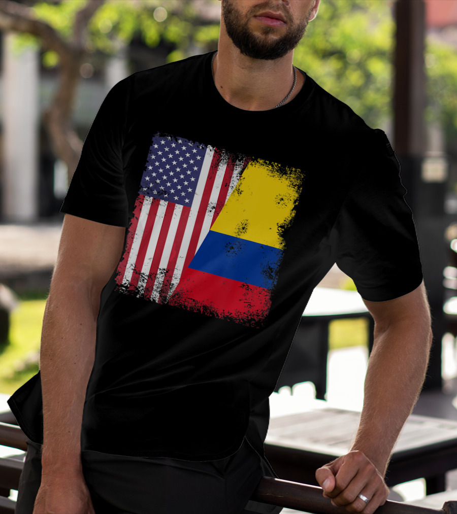 Half Colombian Half American Flag T-Shirt