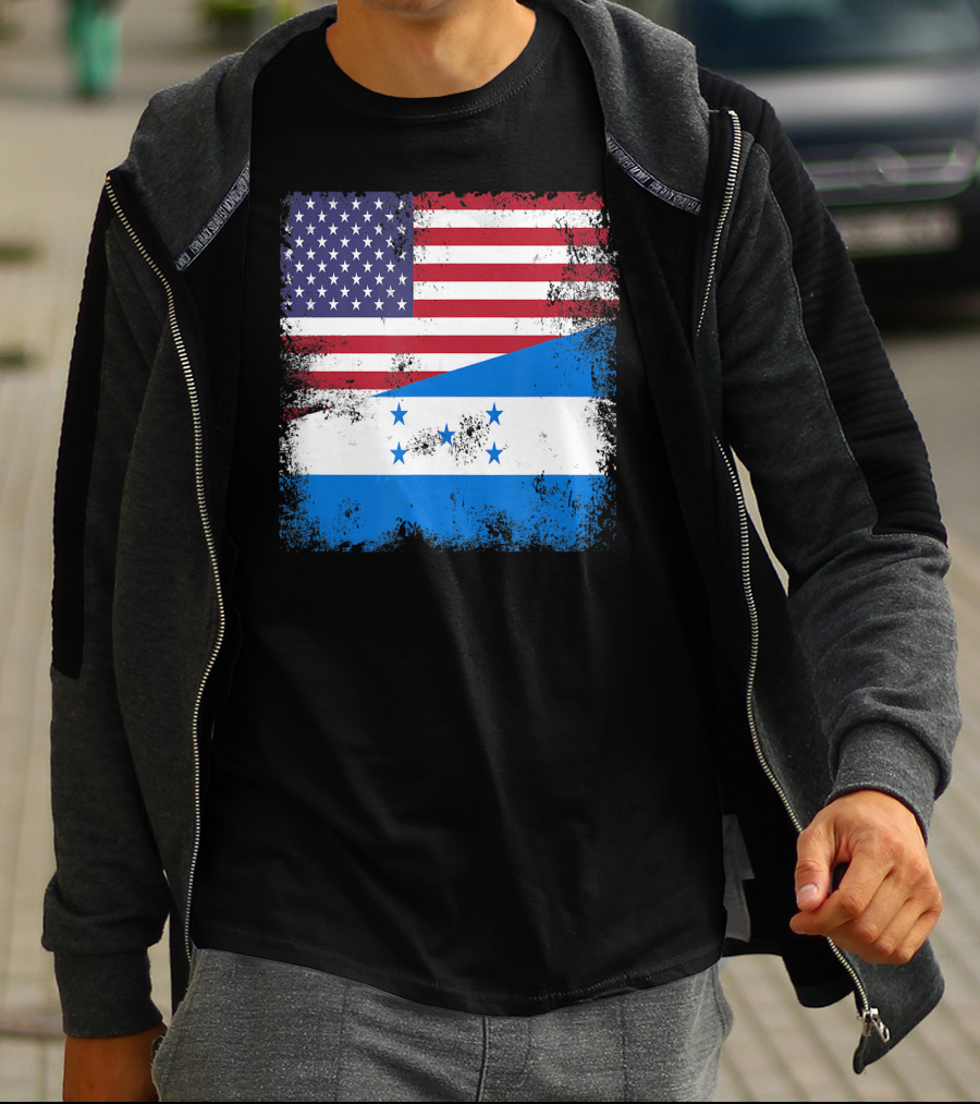 Half Honduran Half American Flag Vintage Hon T-Shirt