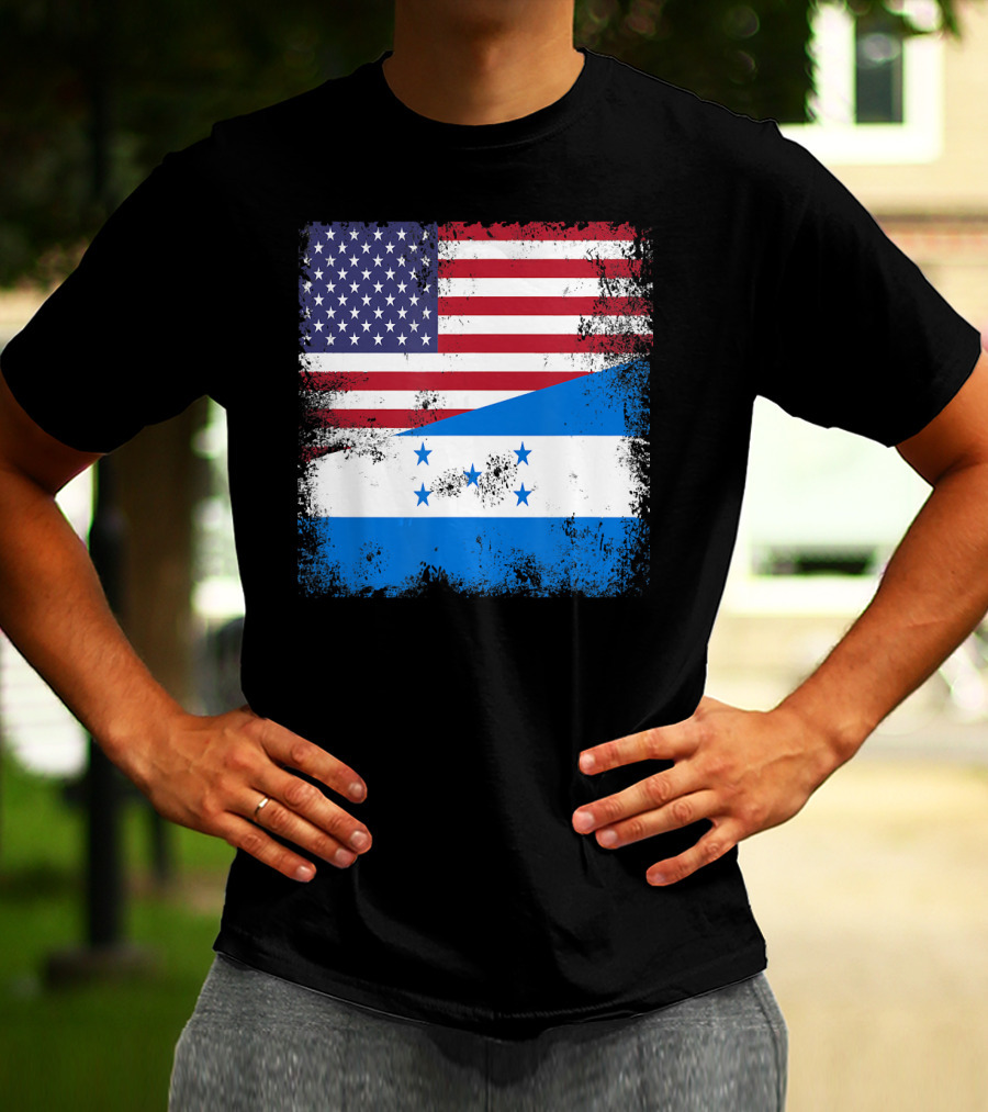 Half Honduran Half American Flag Vintage Hon T-Shirt