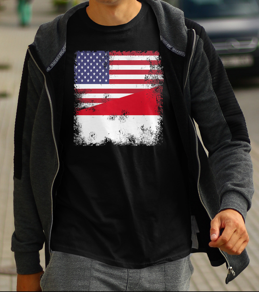Half Indonesian Half American Flag Vintage Indo USA Fusion T-Shirt